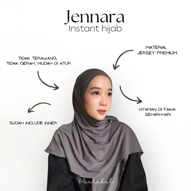 Jennara Hijab Instan with Inner/ Jilbab Square Segitiga Jersey Premium
