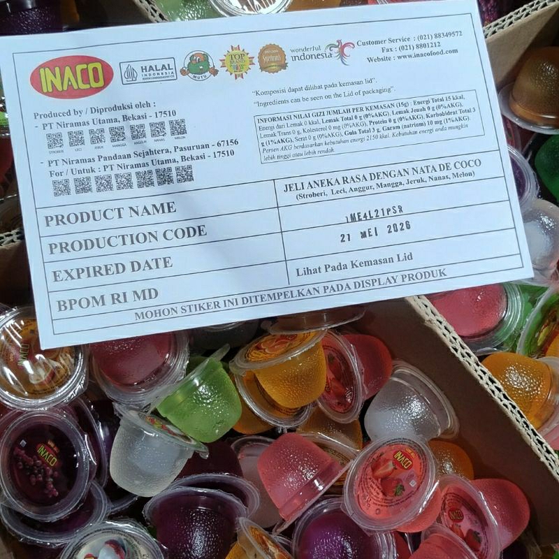 

Inaco Jelly kemasan 1kg ,Mix rasa buah exp mei 2026 packing bubble warp dan kardus