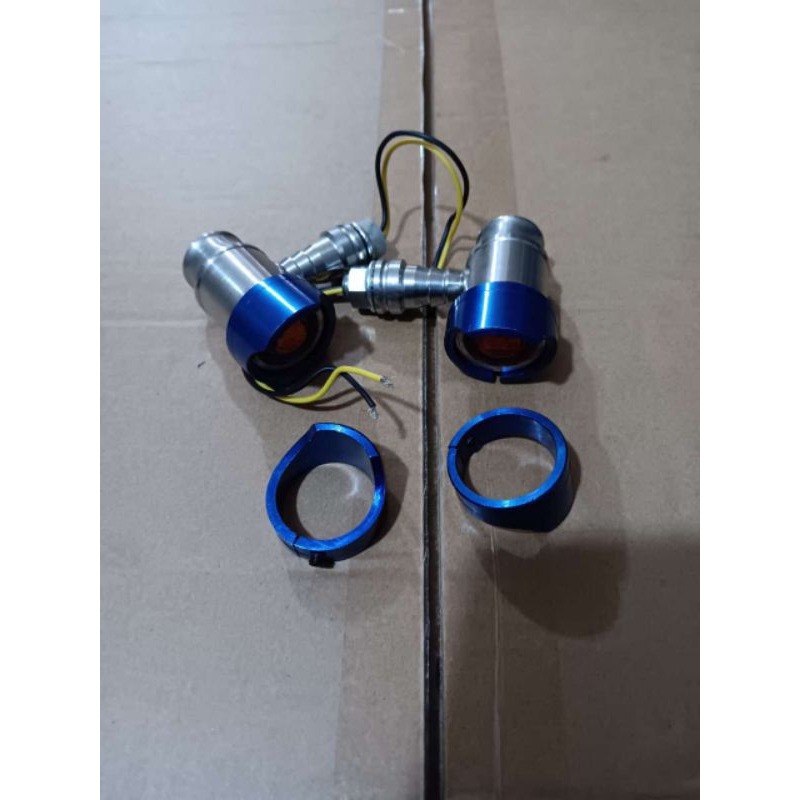 topi sen LED blue cnc topi lampu sen cb gl Megapro tiger