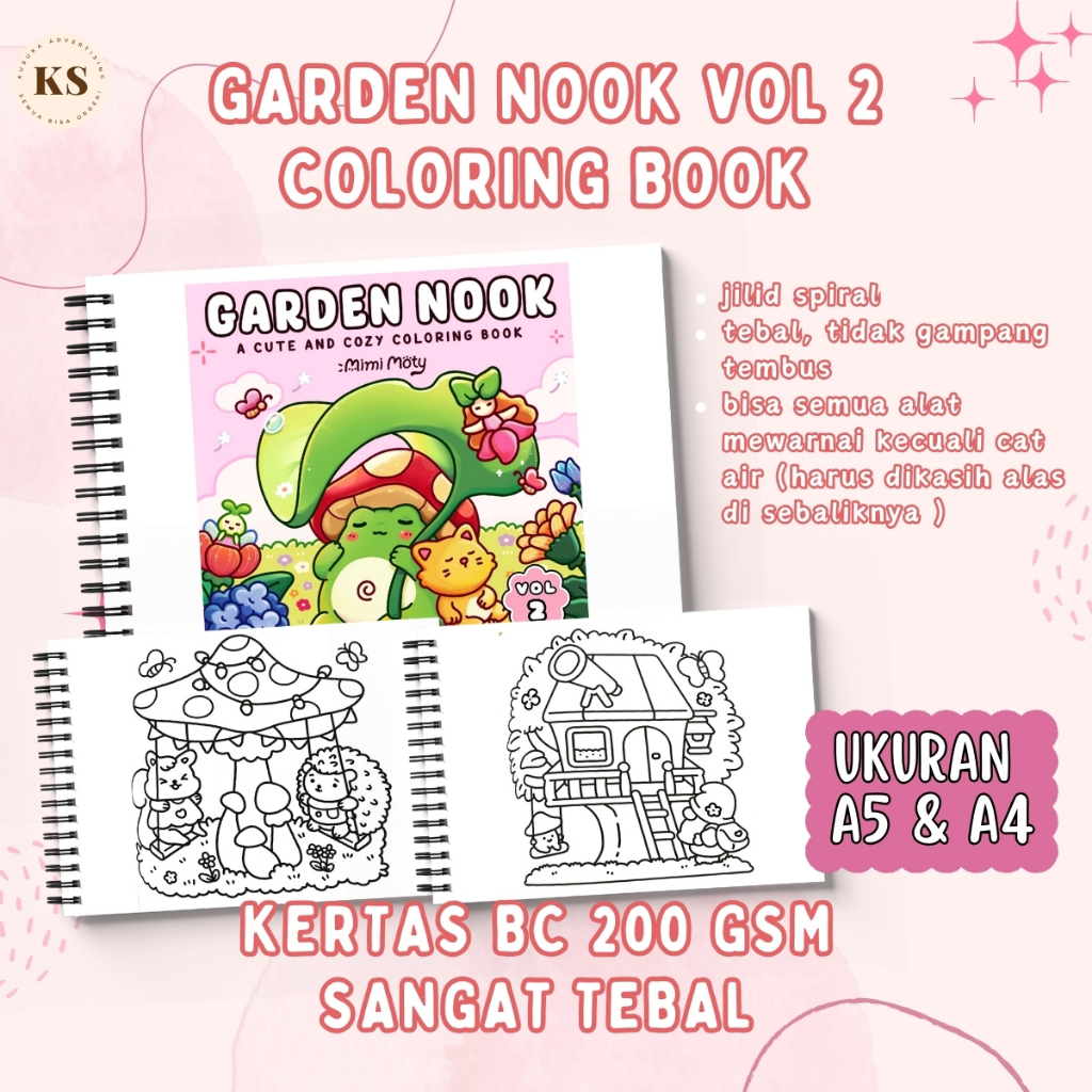 

GARDEN NOOK VOL 2 Coloring Book for Adults and Teens Featuring Cute Cozy Daily Activities for Relaxation A4&A5