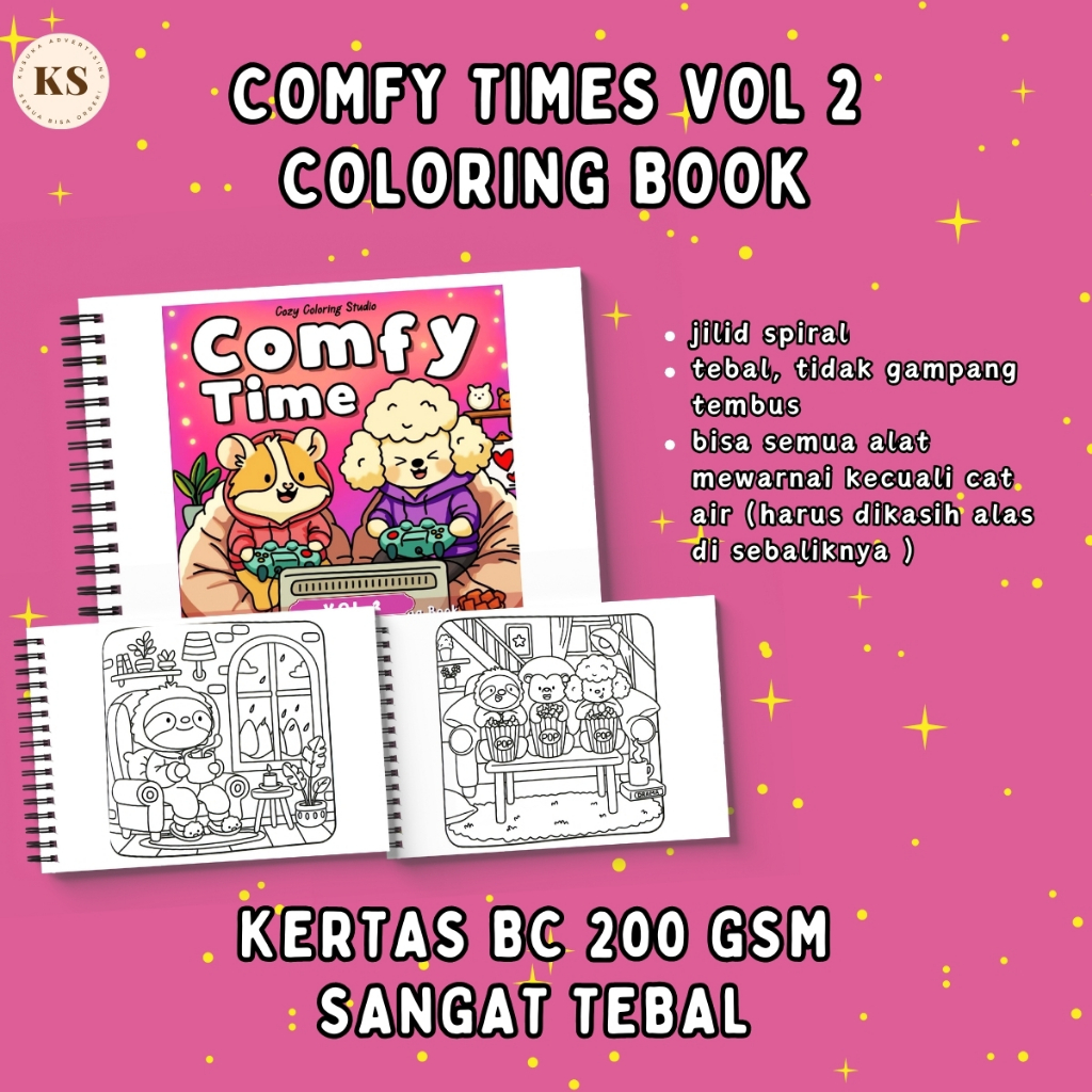 

Healing Coloring Book For Adults And Kids COMFY TIME VOL 2 Buku Mewarnai Anak Remaja Dewasa Tebal