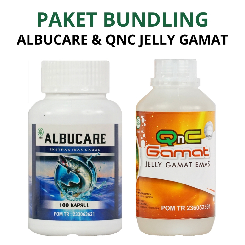 Paket Bundling Albucare Kapsul & QnC Jelly Gamat Emas Merchant Herbal