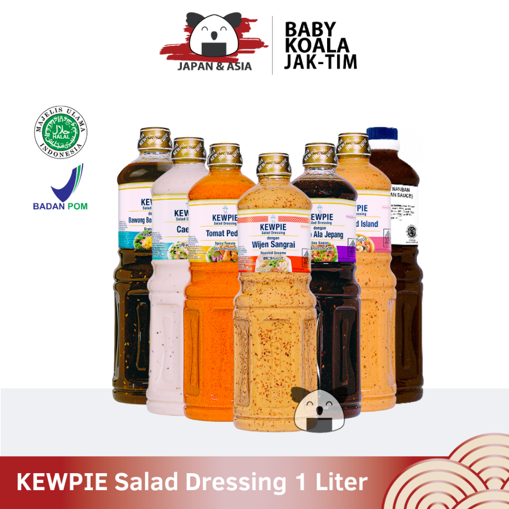 

KEWPIE Salad Dressing 1 Liter | Wijen Sangrai Thousand Island Caesar, Tomat Pedas, Kecap Jepang - Jaktim