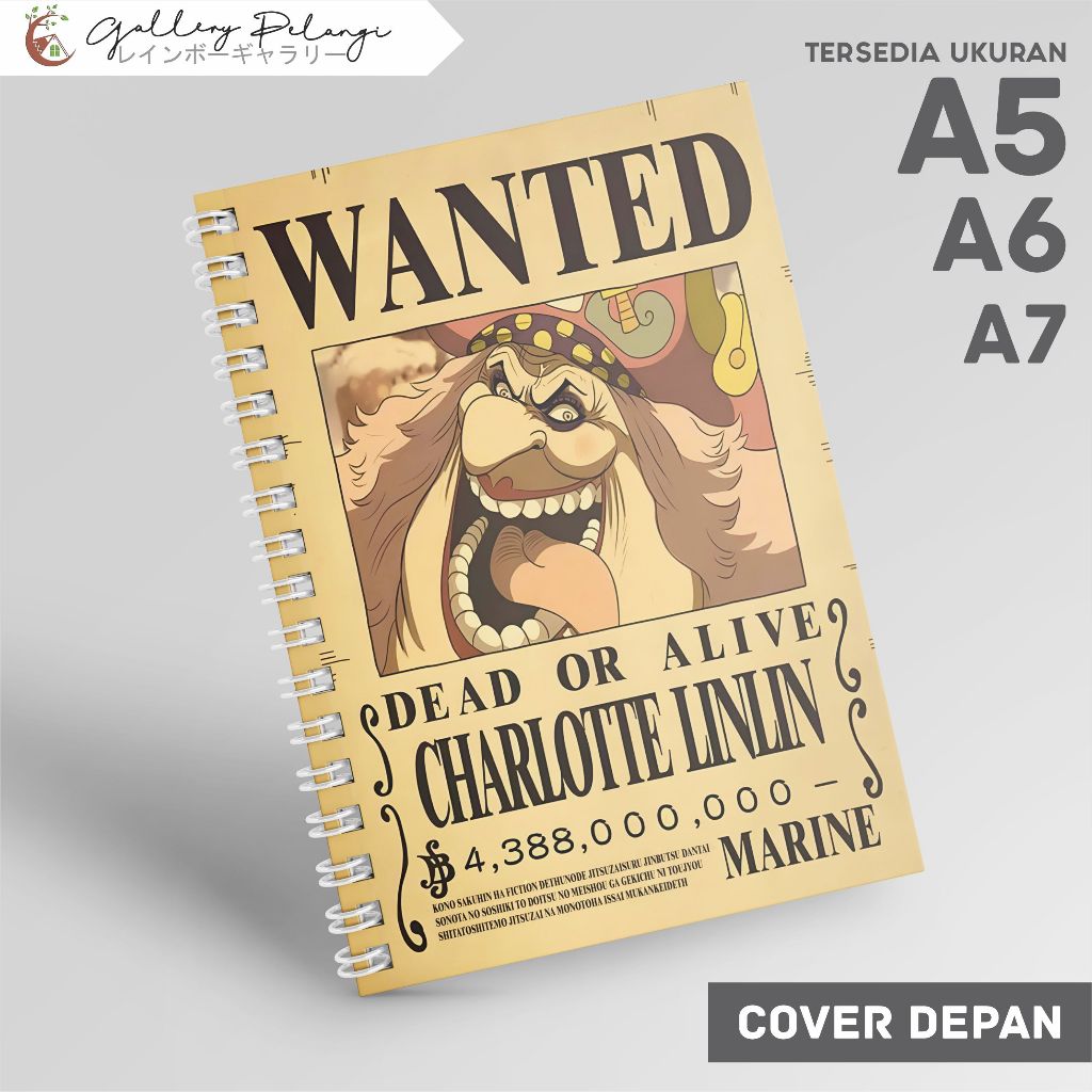 

Notebook Spiral A5 A6 A7 Japan Anime One Piece charlotte linlin bounty Big Mom Bounty