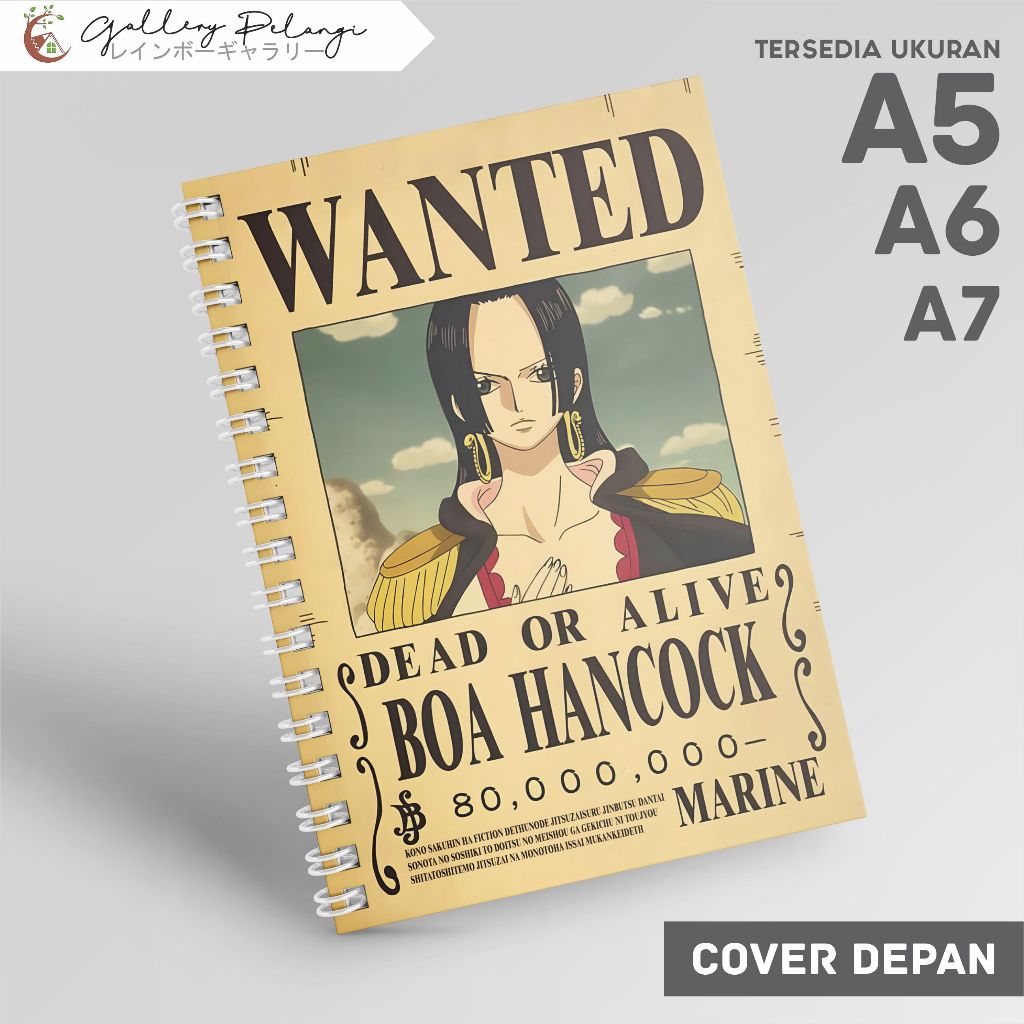 

Notebook Spiral A5 A6 A7 Japan Anime One Piece boa hancock bounty boa hancock Bounty