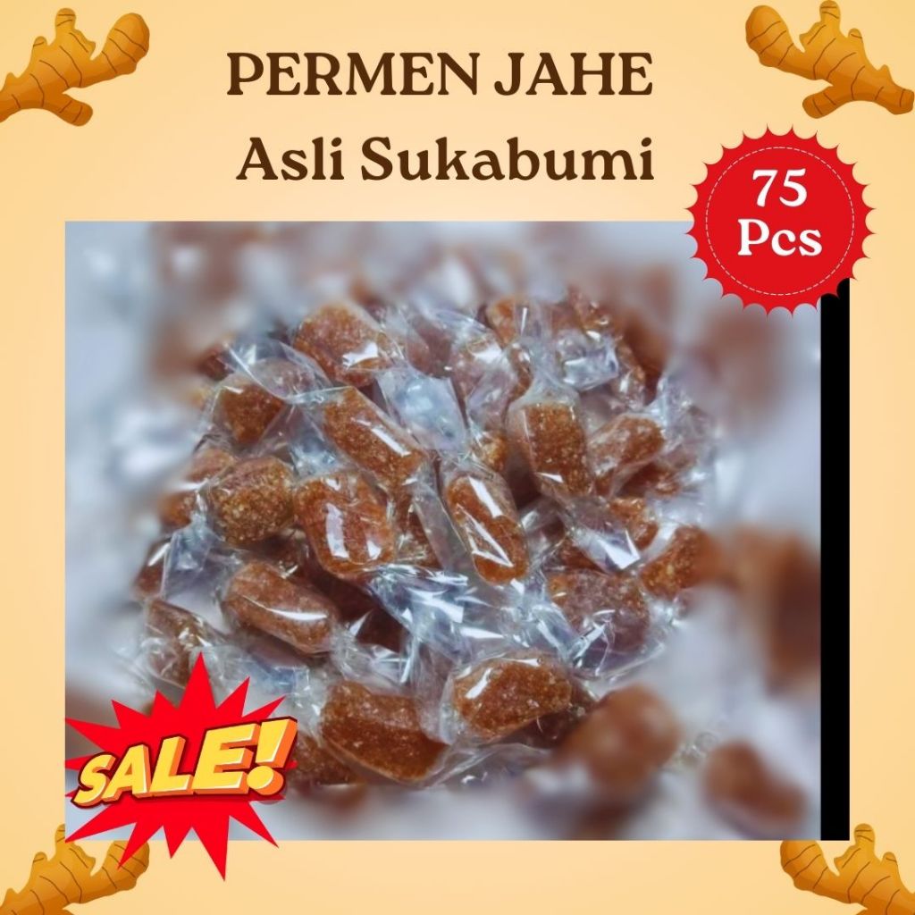 

Cemilan Asli Sukabumi Permen Jahe Traditional Jadul 75 Pcs