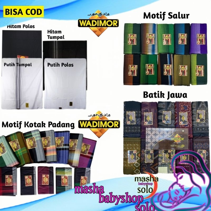 Sarung WADIMOR Padang Dewasa Tenun Motif Kotak Kotak, Putih Polos Tumpal,Hitam Polos Tumpal, Motif S