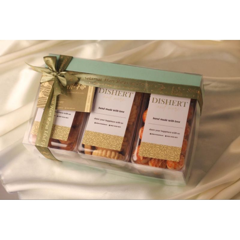 

Paket Hampers Eid Fitri Raya 1 isi 3 Toples Persegi Panjang Bebas Variant Kue Kering Premium