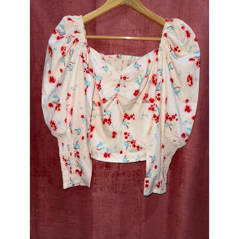 korean top motif bunga - atasan wanita