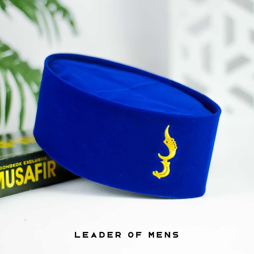 Peci Songkok Kujang Biru Kopiah Biru Logo Kujang Bordir Pria Anak dan Dewasa Super Quality