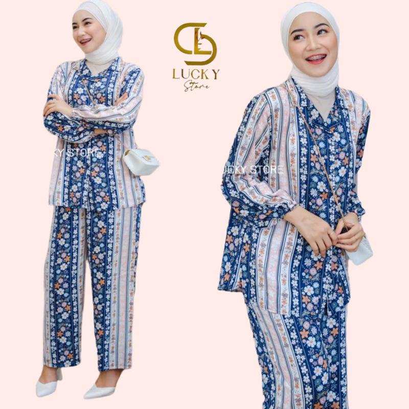 Setelan wanita Lengan Panjang Set Kemeja Celana Celana One Set Wanita