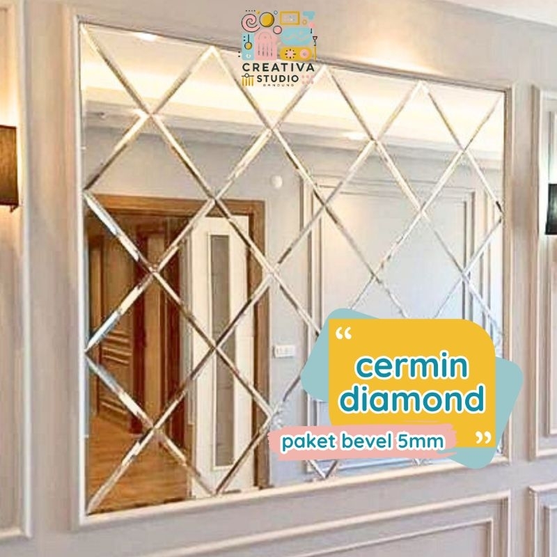 Creativa Paket Kaca Cermin Bevel Dekorasi Dinding Tanpa Moulding