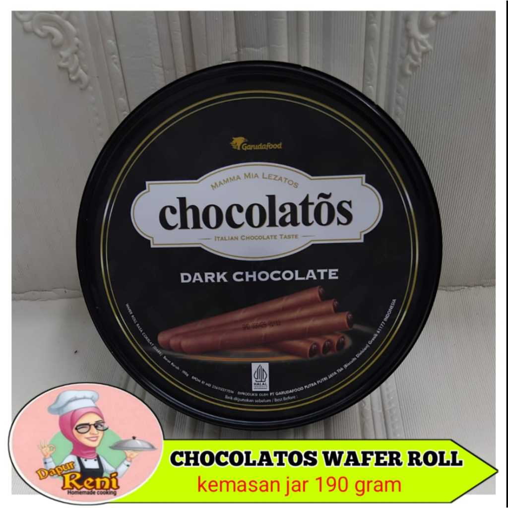 

Chocolatos wafer roll dark chocolate kemasan jar 190g