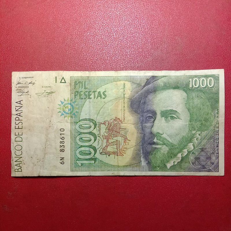 uang kertas Spanyol 1000 Pesetas 1992