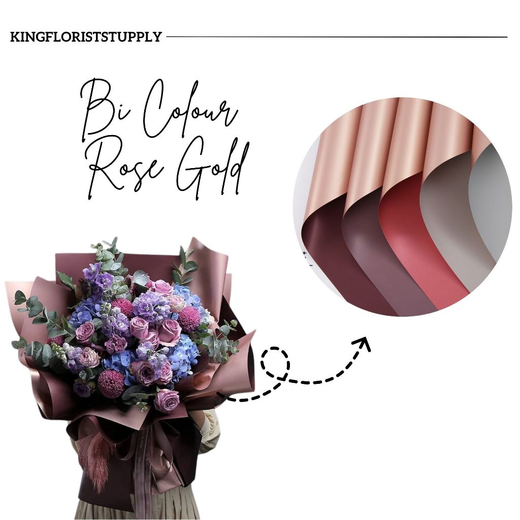 

Cellophane Dua Warna Bi Color Rose Gold Wrapping Paper buket Kertas Kado Cellophane Waterproof