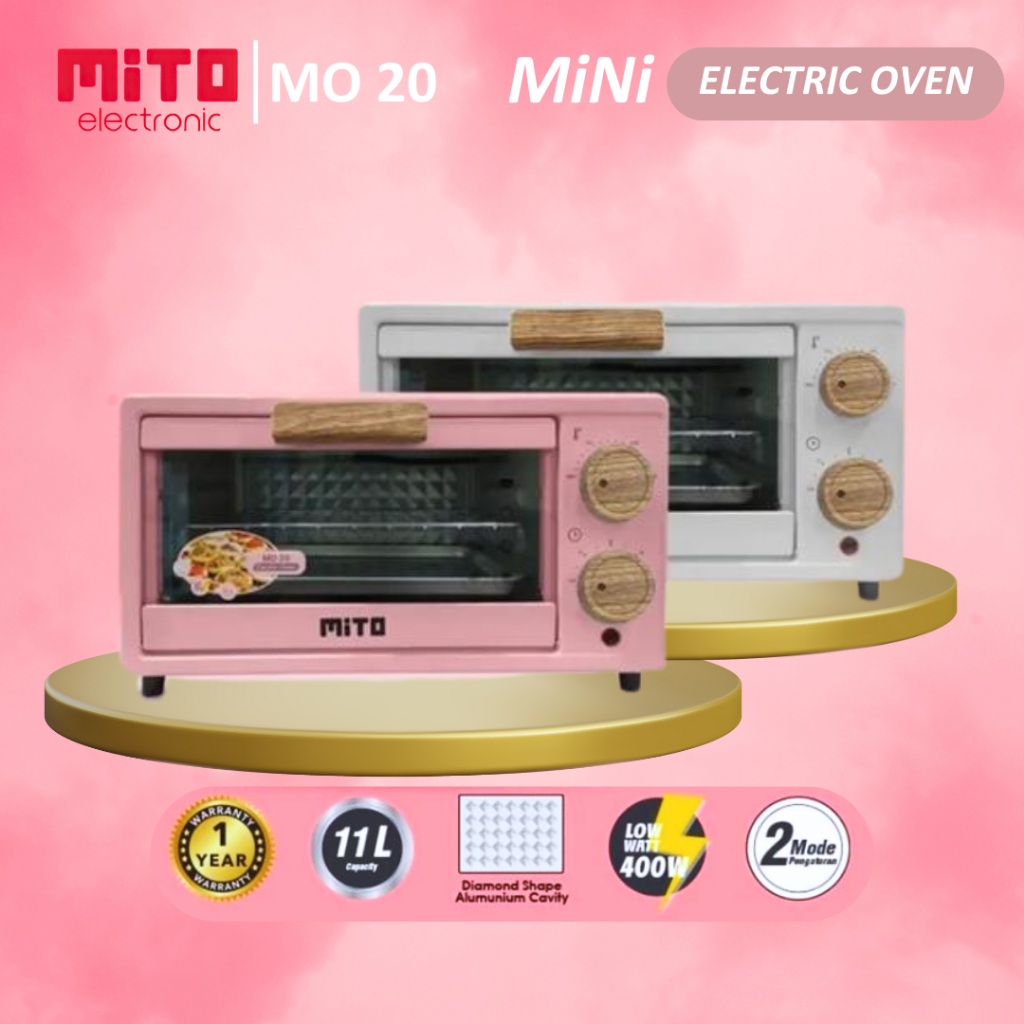 Mito Oven Listrik Mini MO 20 WOOD 11Liter Low Watt Electric Oven MO20
