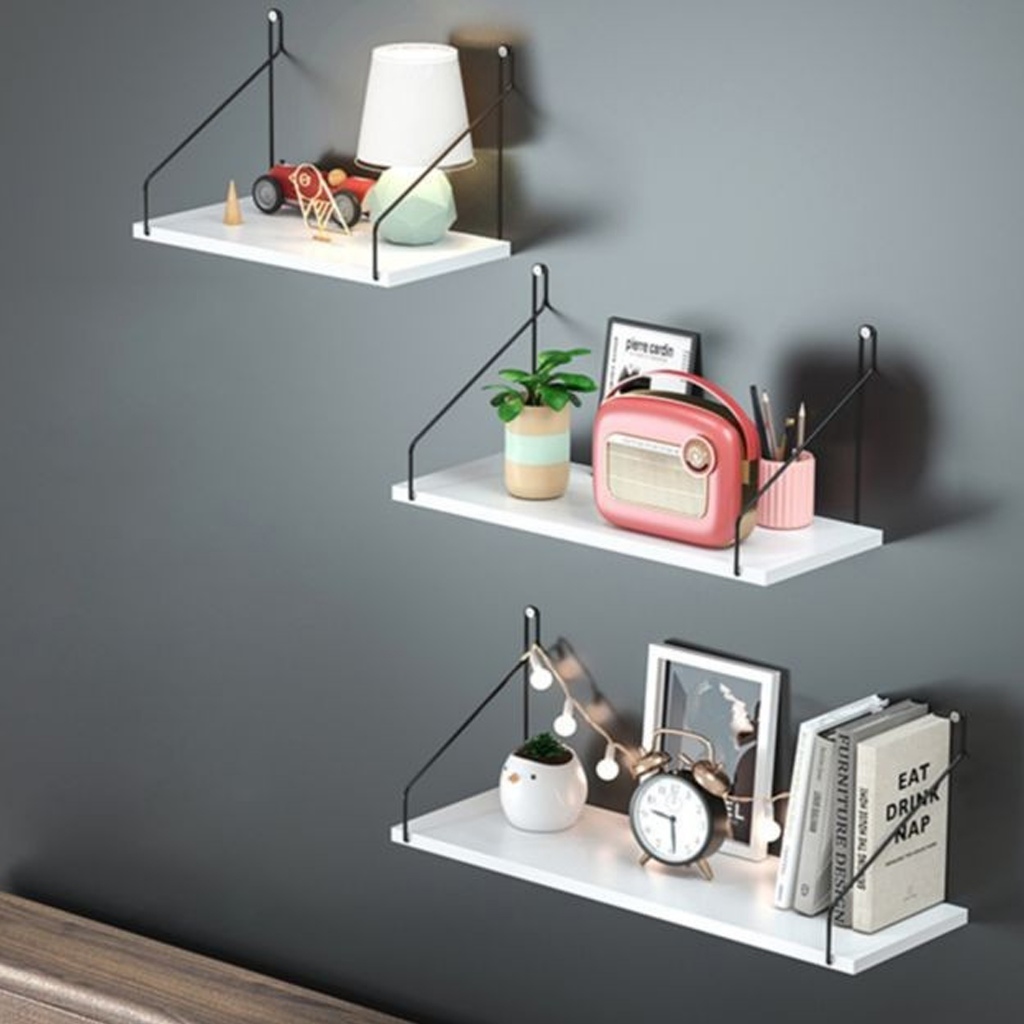 1 SET AMbalan RAK GANTUNG BESI DEKORASI DINDING RAK Dinding kayu GANTUNG BESI RAK BUKU RAK BUMBU DAP