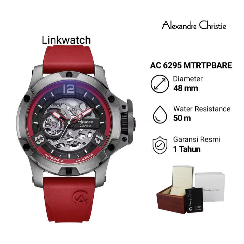 Alexander Christie AC 6295 Automatic MTRTPBARE Jam Tangan Pria Rubber Chronograph Original