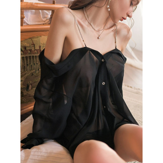 Lingerie Seksi Baju Tidur Sexy Suspender Tembus Pandang