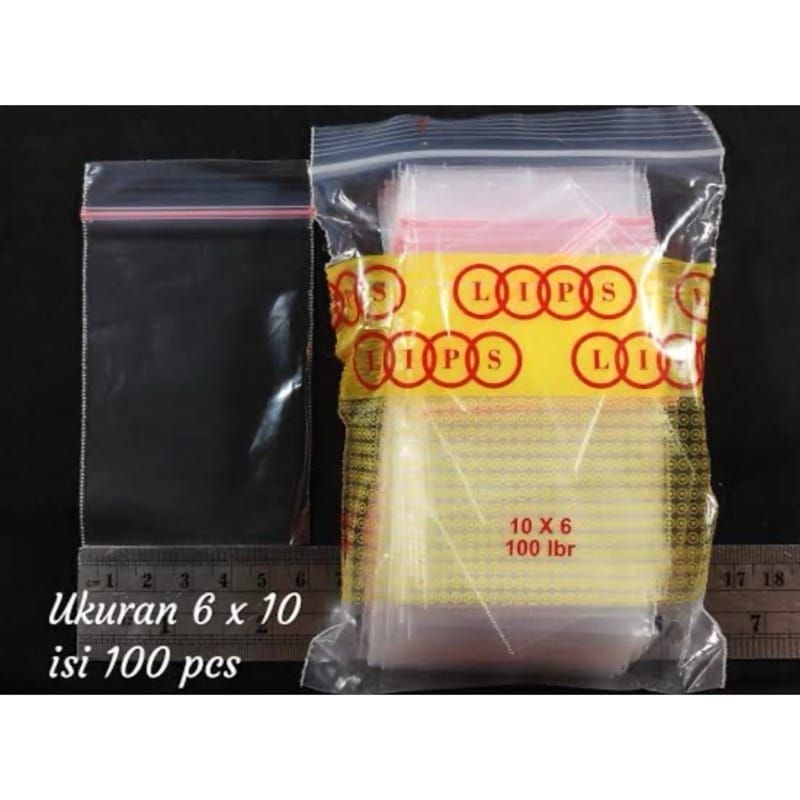 Kantong Plastik Kecil 6 x 10 100pcs Clip Ziplock Zipper Pouch / Kantong Plastik Klip Emas / Kantong 