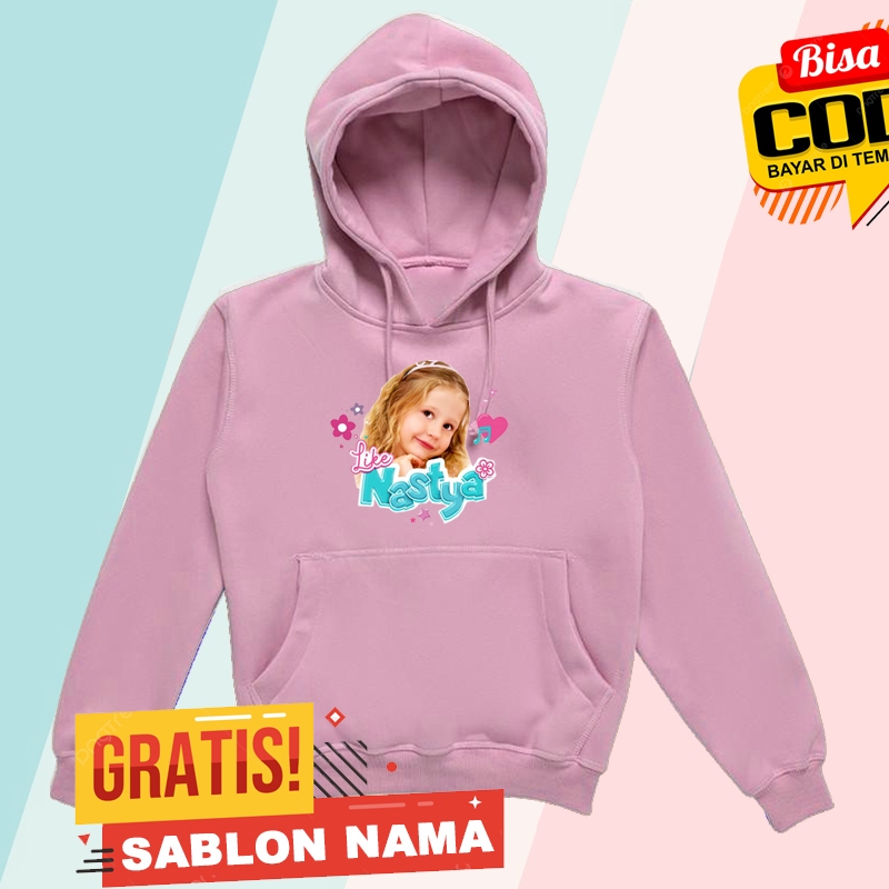 Jaket Hoodie Anak Like Nastya  / Jaket Sweater Hoodie Anak Laki Laki & Perempuan Custom Nama Like Na