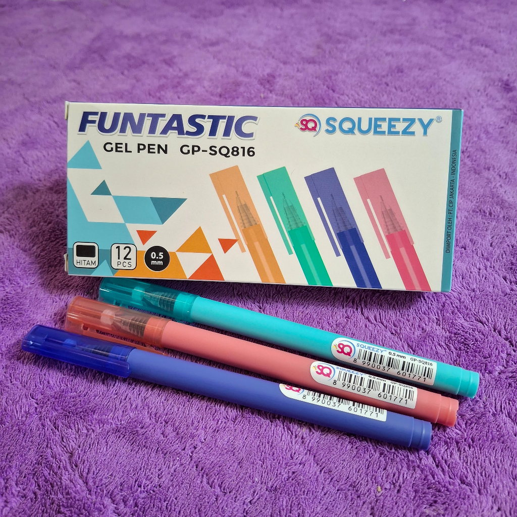

(1PACK=12PCS)Pulpen Bolpen Gel Pen SQUEEZY GP-SQ816 Funtastic Hitam 0.5