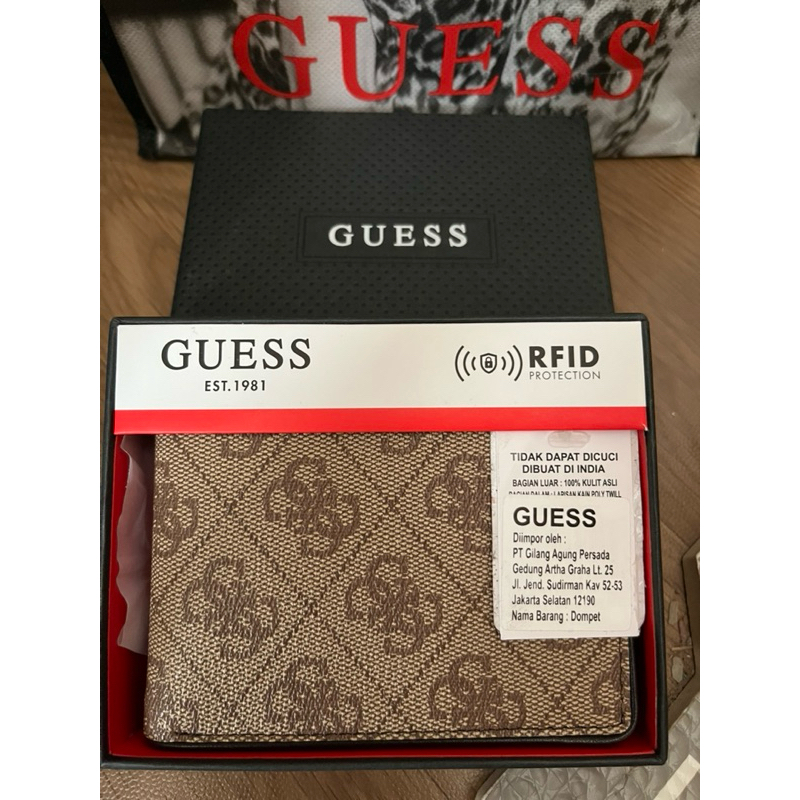 Dompet Pria Guess Kulit Brown Original