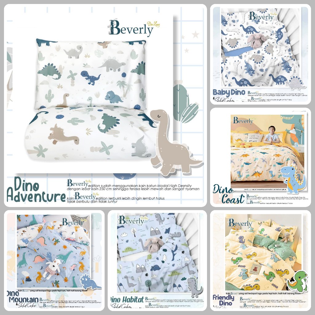 Sprei Katun Lokal BEVERLY Anak Motif Dino 001