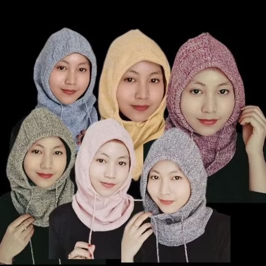 kupluk hijab BAlAKLAVA Rajut tuis