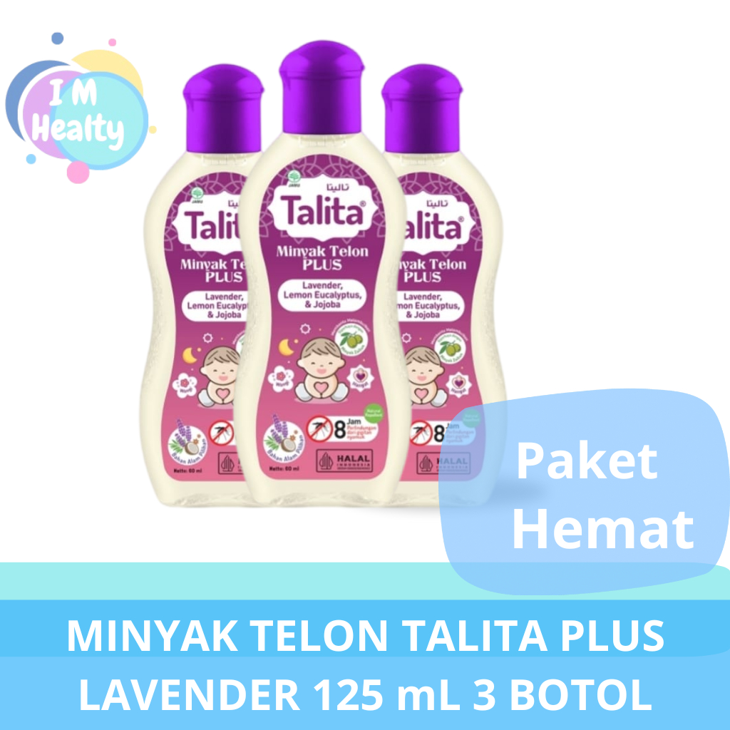 Talita Minyak Telon 125 ML plus lavender Paket Hemat isi 3 Botol Antik Nyamuk 8 Jam