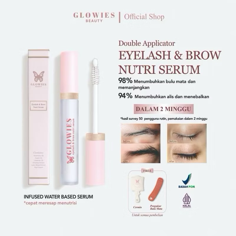 GLOWIES BEAUTY Eyelash & Brow Water Based Nutri Serum | Glowies Beauty Jakarta