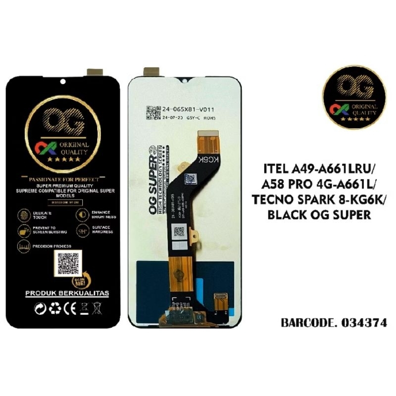 LCD INFINIX ITEL A49-A661LRU/A58-A661W/A58 PRO 4G-A661L/A58 PRO-A661WP/S17-S661W-S661W/TECNO SPARK 8