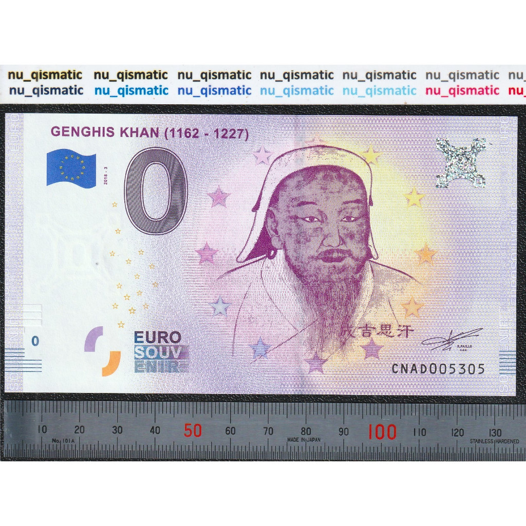 Uang 0 Zero Euro, Genghis Khan, 2019, UNC Baru Super Gress