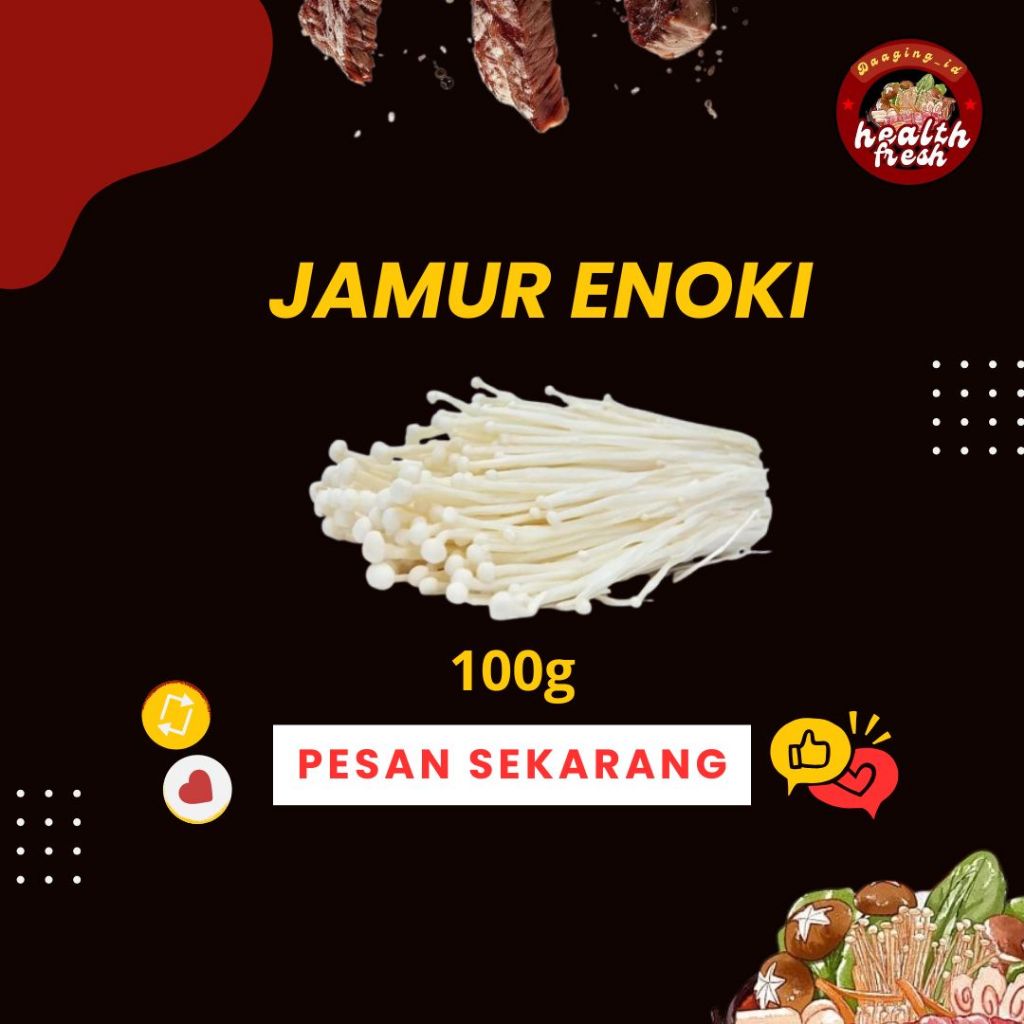 

Jamur Enoki Halal Pelengkap Suki Steamboat Mushroom Enoki Premium 100 Gram