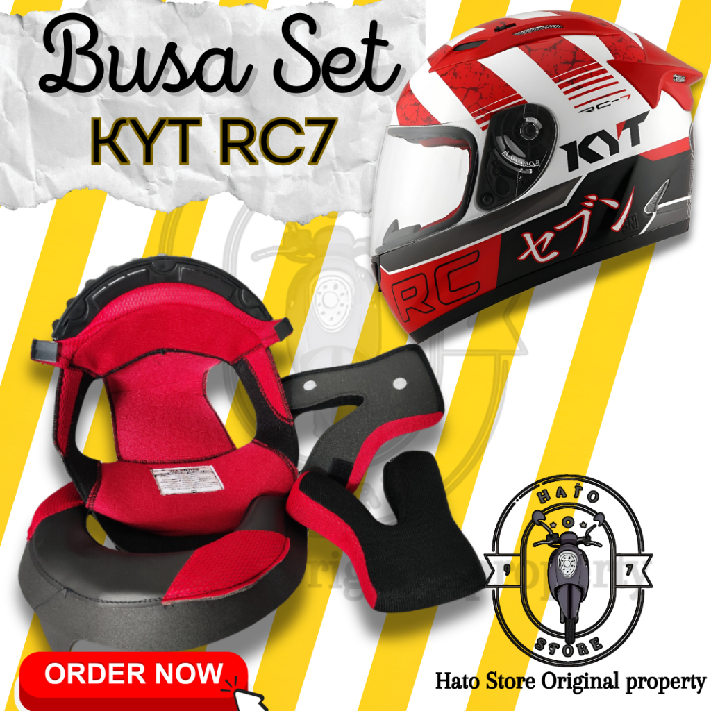 Cheek pad BUSA FULLSET helm KYT RC7 Kancing Plastik UKURAN M L XL WARNA MERAH hitam kyt busa set