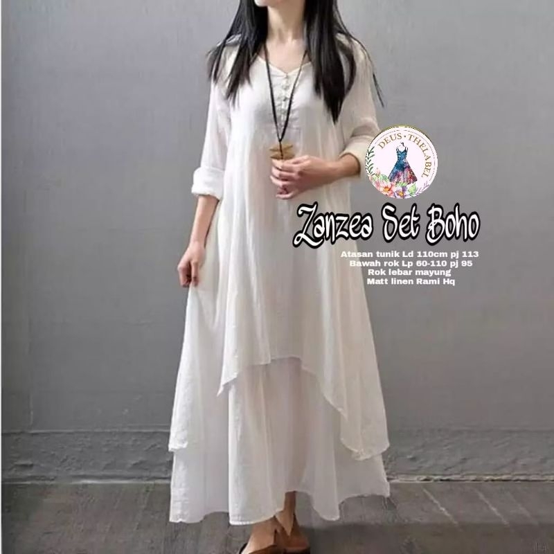 ZANZEA SET BOHO SETELAN TUNIK DAN ROK JUMBO