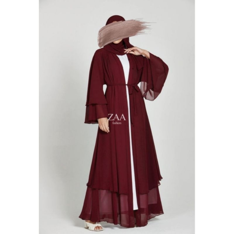 Zaafashion - Abaya Outer Turki 2 Layer VOL 3 | Abaya Maroon Navy | Gamis Putih | Abaya Putih Burgund