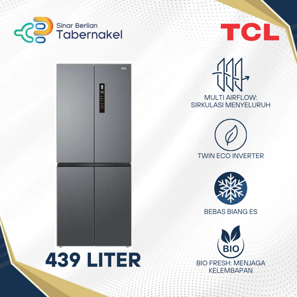 TCL Kulkas Multi Door 439L P500CD / Kulkas 4 Pintu P-500CD 439 Liter