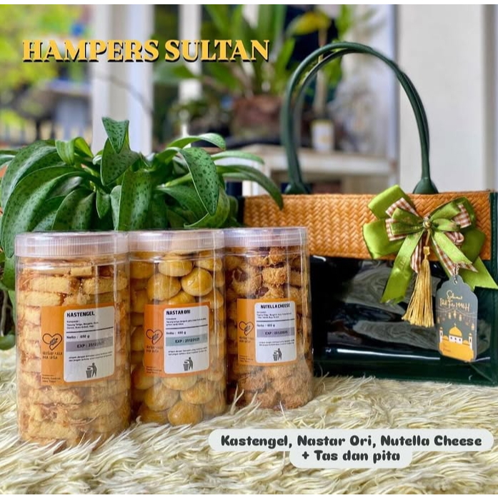 

Paket Parsel Lebaran Hampers Kue Kering Family Sultan isi 3 toples Free Tas Cantik