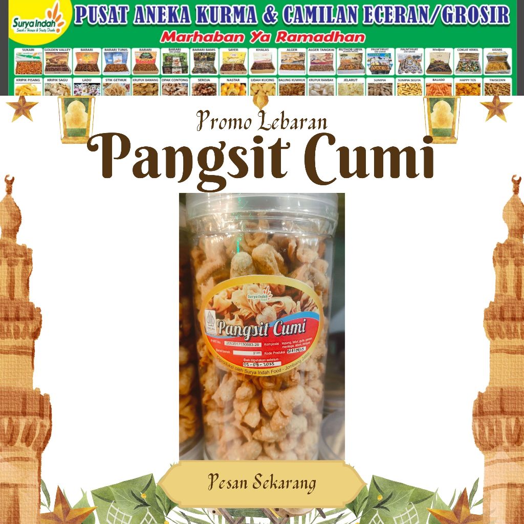

Kue Lebaran Pangsit Cumi Toples Plastik uk 1000ml Surya Indah Jombang