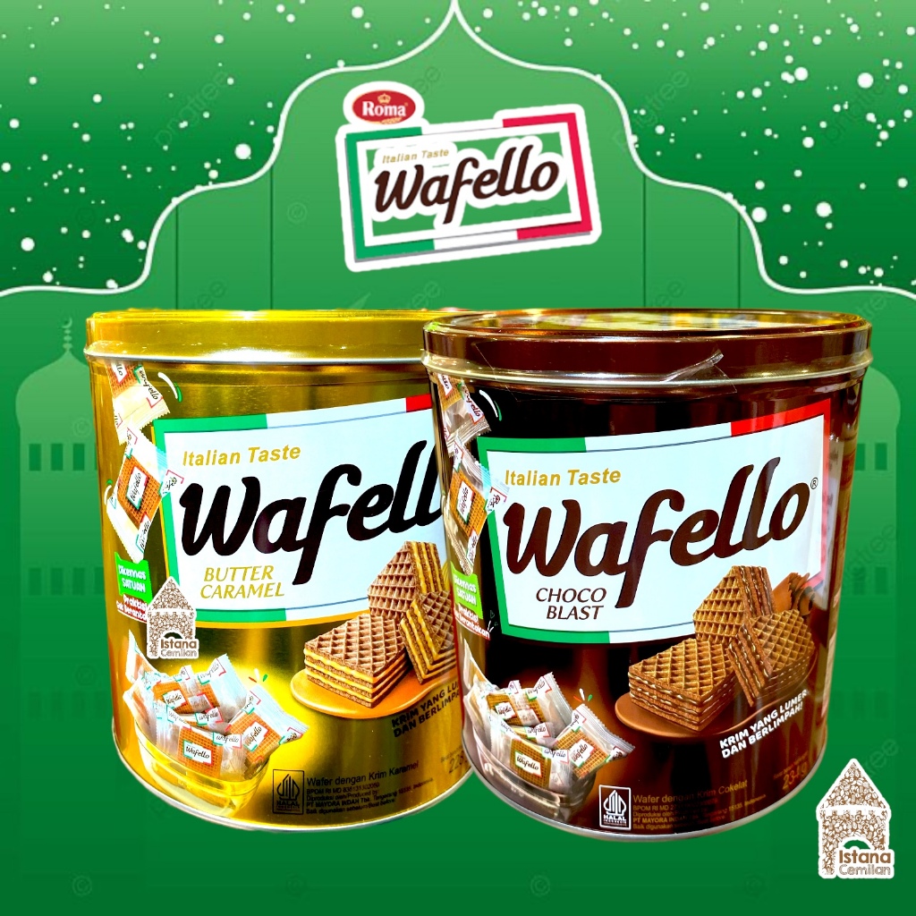 

Roma Wafello Choco BLAST / Butter Caramel Hampers Parsel Kue Lebaran KALENG 287 Gram