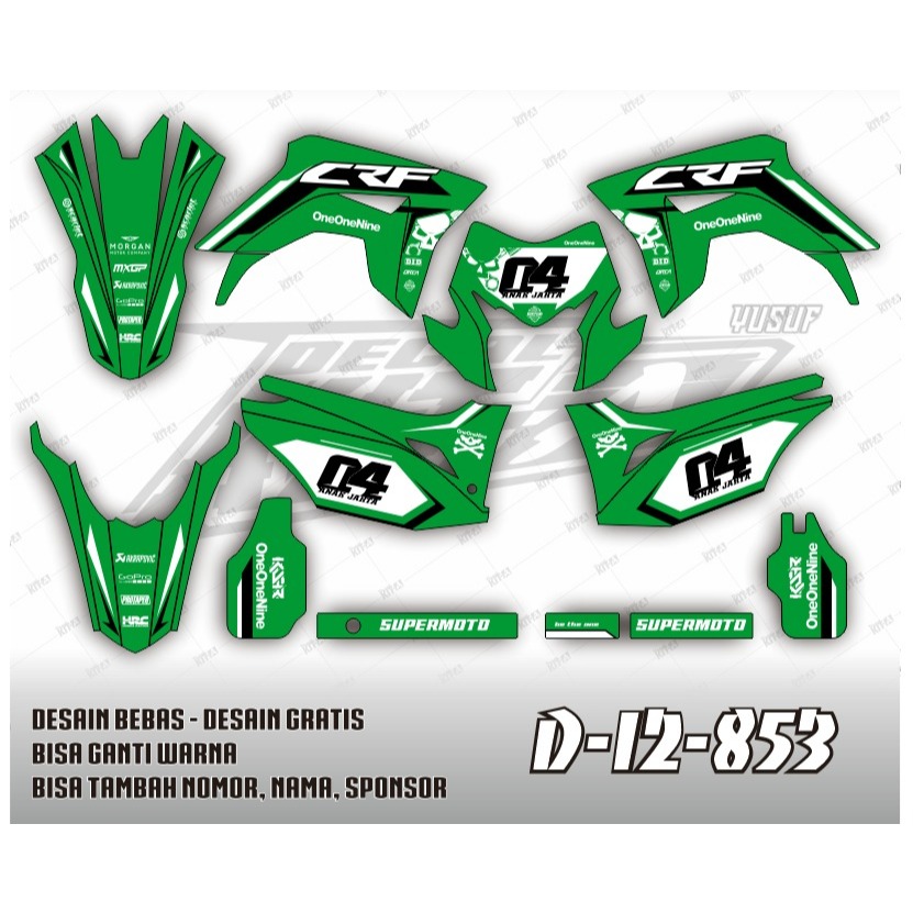 Decal CRF Sticker Striping Stiker CRf 150L Motif rancing hijau list putih