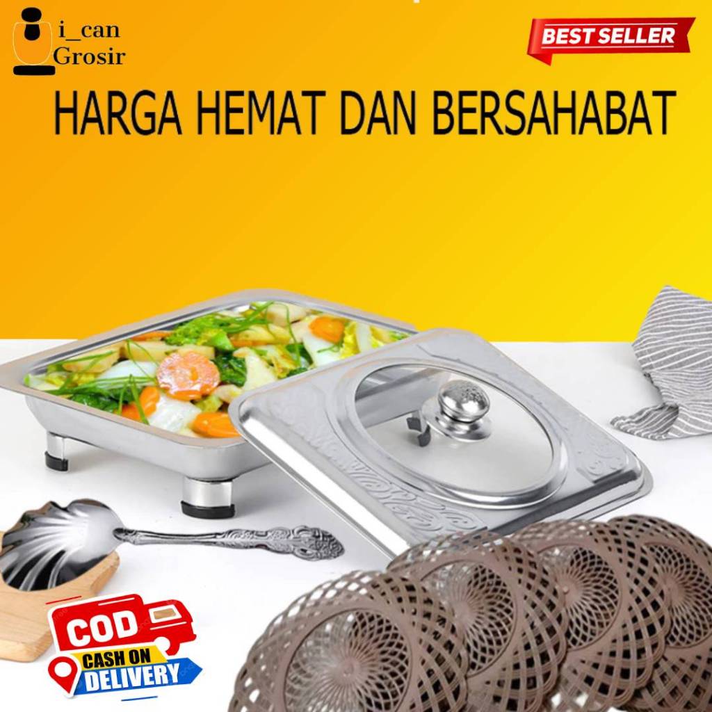 Paket Combo Prasmanan Stainless Sendok Kerang Dan Piring Rotan 1 Lusin