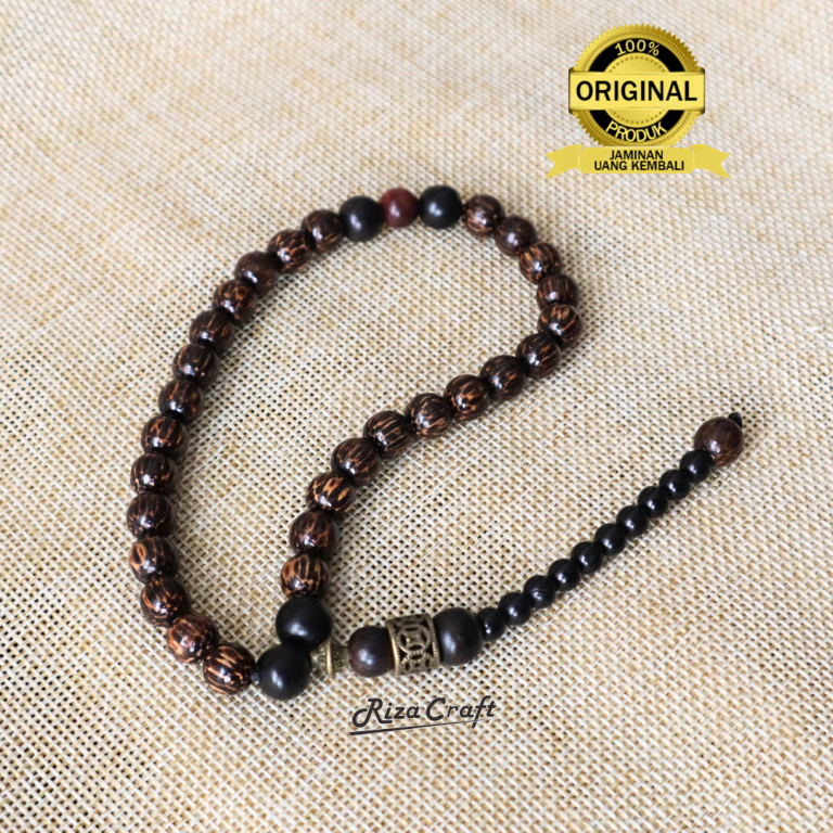 Tasbih Kayu Liwung Macan mix Galih Kelor Hitam Asli 33 Butir ASLI 100% Original by Rizacraft