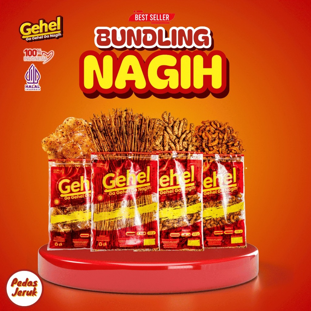 

Gehel Paket Bundling Nagih - Cemilan Mie Lidi,Kripca,Basreng,Makaroni