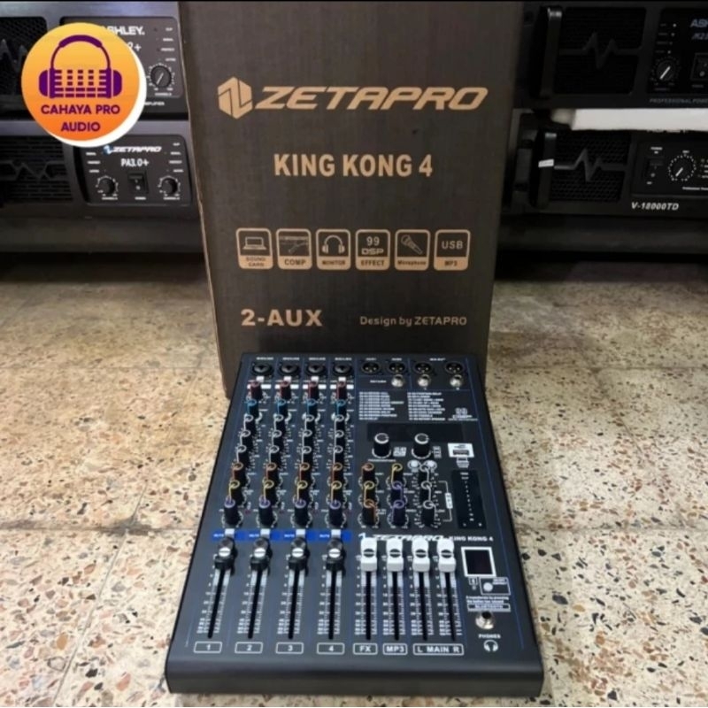 ​Mixer Zetapro Kingkong 4 Original Mixer 4Channel Zetapro Kingkong4 Ada Compressor, Effect Reverb 99