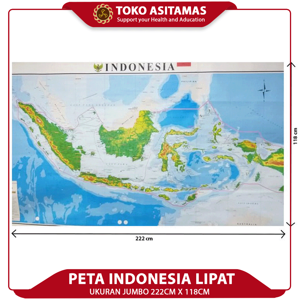 

PETA INDONESIA BENTUK LIPAT UKURAN BESAR JUMBO 222 CM X 118 cm