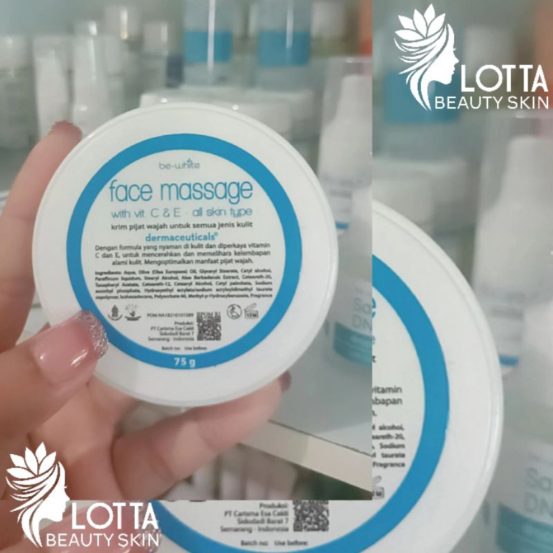 Be-White Face Massage (75gr) with Vitamin C dan E - Krim Massage Wajah Untuk Semua Jenis Kulit
