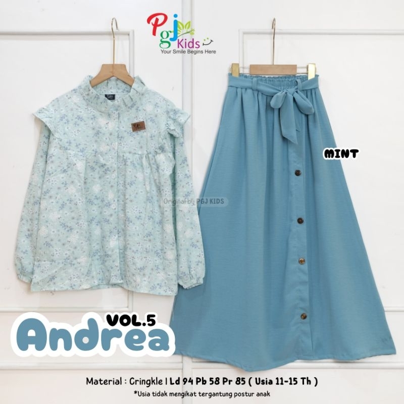 Set baju anak perempuan untuk lebaran setelan baju rok remaja usia 11 -15 tahun