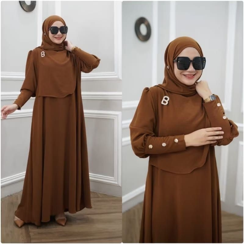 Syar'i Abaya SABIYA Set Hijab Pasmina Gamis Muslim Remaja/Dewasa Gamis Lebaran 2025 Terbaru Mewah Ga